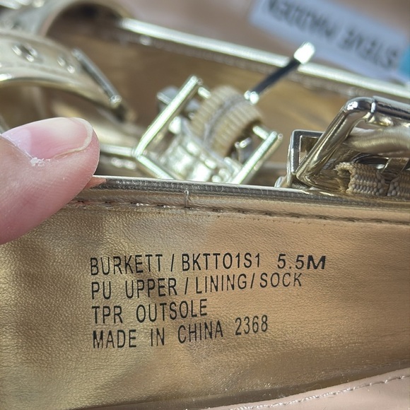 (Q7)Steve Madden Women's Burkett Gold Metallic Mary Jane Ballet Flats Sz 5.5,6.5 - Picture 11 of 15